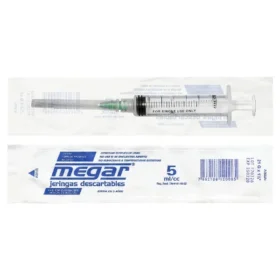 * JERINGA MEGAR 5ML x 22G 1-1/2 *100 CONO GRIS