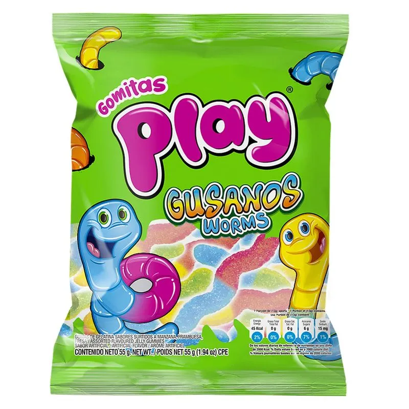 GOMITAS PLAY GUSANOS 55G